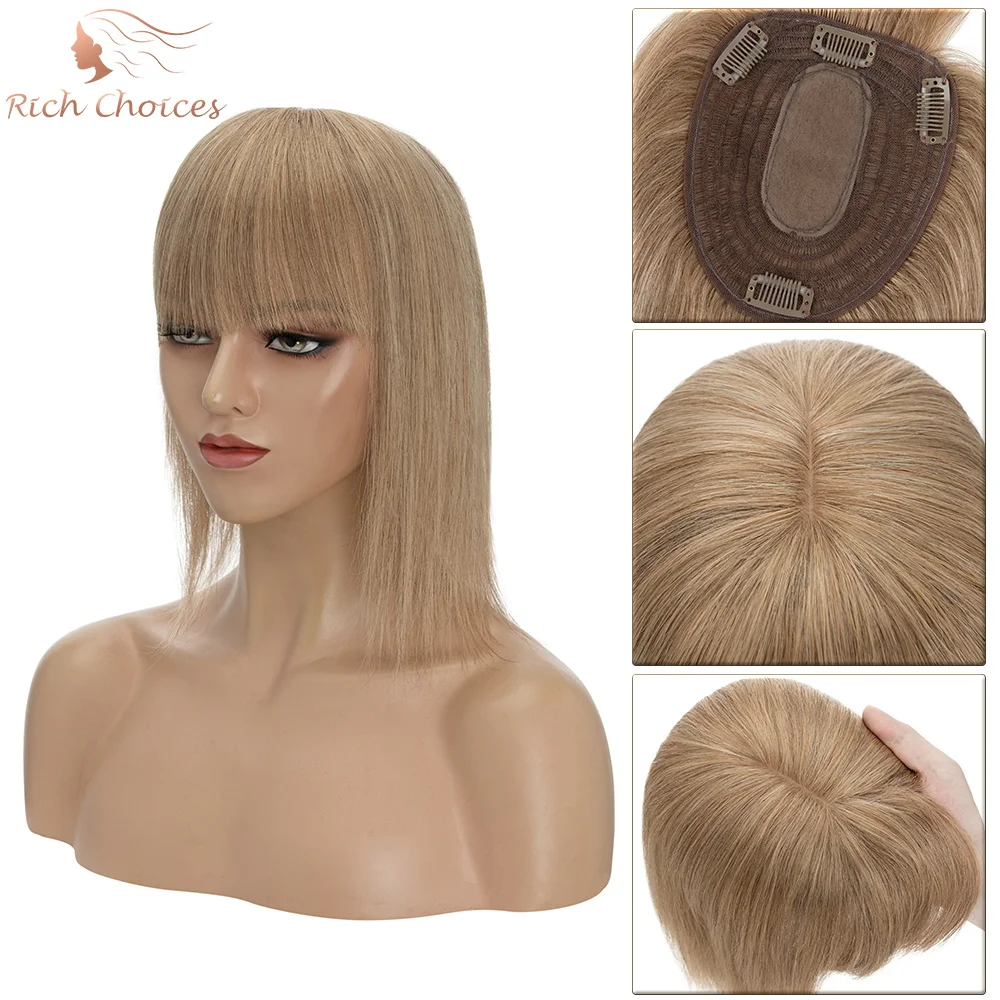 Top Trends: Rich Choices 13x15cm Human Hair Toppers With Bangs Upgraded Scalp Base Hairpieces Wigs Clip In Natural New Topper Hair Piece Shoppable Styles