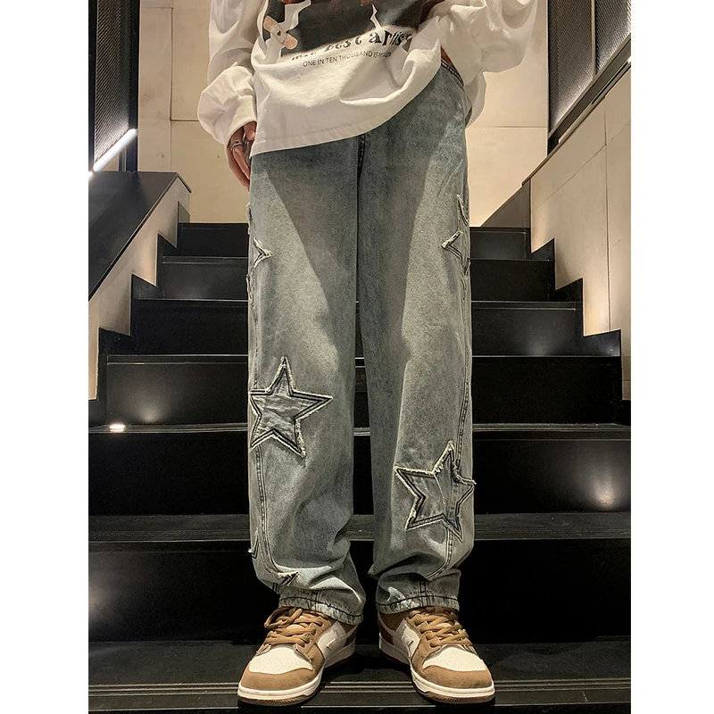 Top Trends: Y2K Vintage Men Korean Black Streetwear Oversize Star Aesthetic Straight Trousers Wide Leg Jeans Alt Denim Pants Women Clothes Shoppable Styles - Image 6