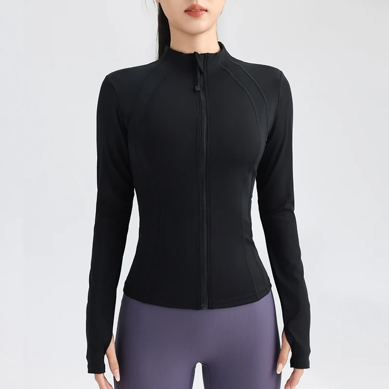 Top Trends: Gym Women's Full Zip Yoga Top With Thumbholes Fitness Running Jacket Stretch Fit Long Sleeve Round Neck Top Sportswear Shoppable Styles - Image 2