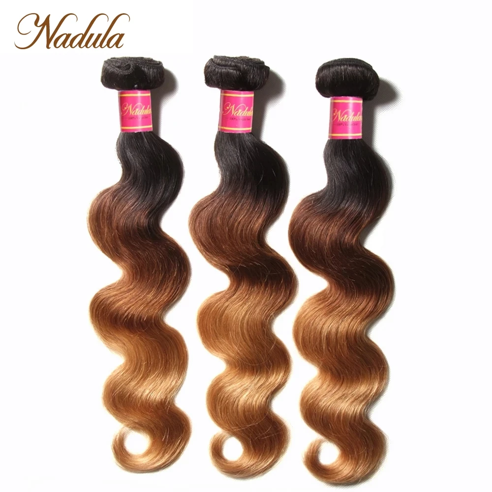 Top Trends: Nadula Hair Brazilian Body Wave Human Hair Bundles 1B-4-27 Ombre Remy Hair Weaves Body Wave Ombre Hair Bundles Shoppable Styles