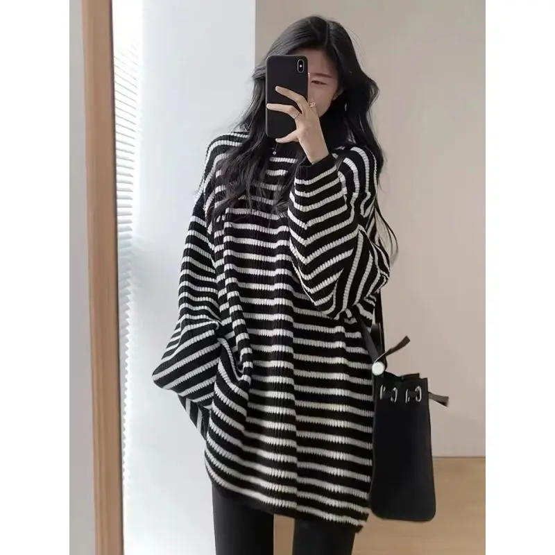 Top Trends: Fashion O-Neck Loose All-match Striped T-Shirt Female Clothing 2023 Autumn Winter New Casual Pullovers Korean Tee Shirt Shoppable Styles