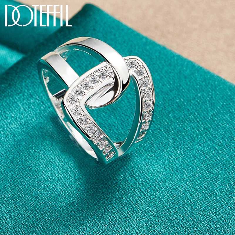 Top Trends: DOTEFFIL 925 Sterling Silver Geometry AAAAA Zircon Ring For Woman Man Wedding Engagement Charm Party Jewelry Shoppable Styles - Image 3