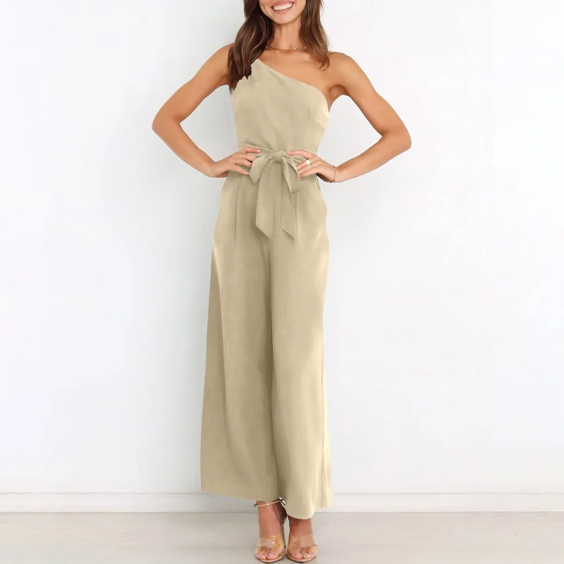 Top Trends: 2023 Summer New European And American Fashion Trend Sleeveless Drawstring Casual Loose Temperament Versatile Mid Waist Jumpsuit Shoppable Styles