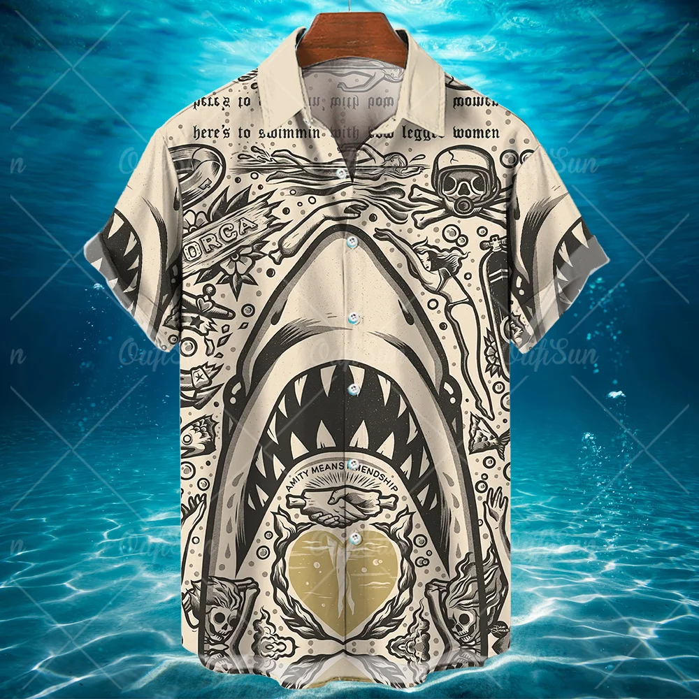 Top Trends: Animal Hawaiian Shirts For Men 3d Shark Graphic Shirts Casual Oversized Short Sleeve Tops Daily Summer Male Clothe Shoppable Styles - Image 4