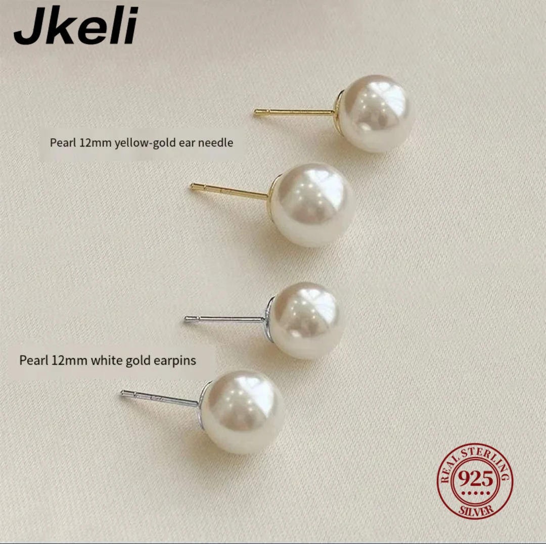 Top Trends: Jkeli Wholesale Natural White 8-12mm Freshwater Pearl And 925 Sterling Silver Stud Earrings For Women One Pair Shoppable Styles - Image 3