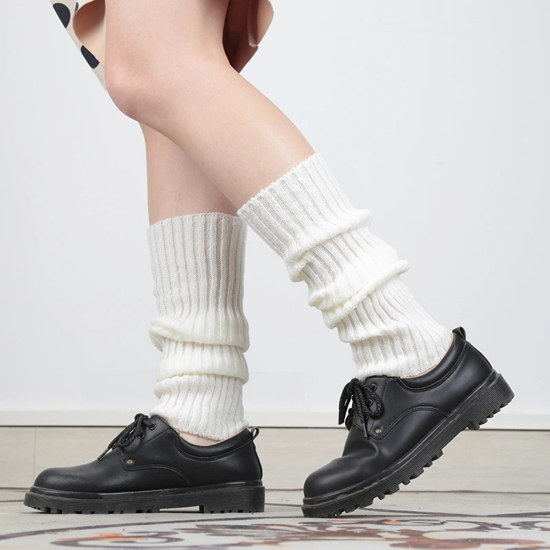 Top Trends: New Leg Warmers Women Knee Stockings Leggings Ankle Warm Punk Solid Black Cool Knit Long Sock Japan Anime JK Girl Boot Socks Shoppable Styles