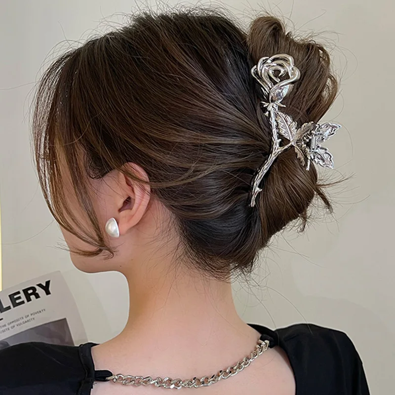 Top Trends: Ruoshui Woman Large Metal Rose Floral Leaf Hair Claw Crab Ladies Barrettes Hairgrip Girls Hair Clips Hairpins Headwear Ornaments Shoppable Styles