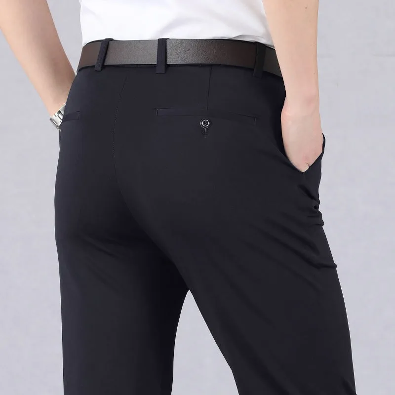 Top Trends: Summer Men's Clothing Trousers Solid Color Thin Thick Casual High Waisted Stretch Breathable Business Casual Long Pants Shoppable Styles - Image 6