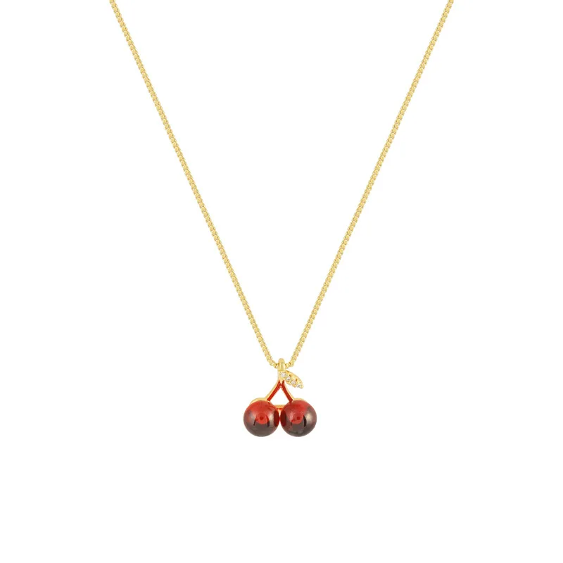 Top Trends: New Wine Red Cherry Gold Colour Pendant Necklace For Women Personality Fashion Necklace Wedding Jewelry Birthday Gifts Shoppable Styles - Image 6