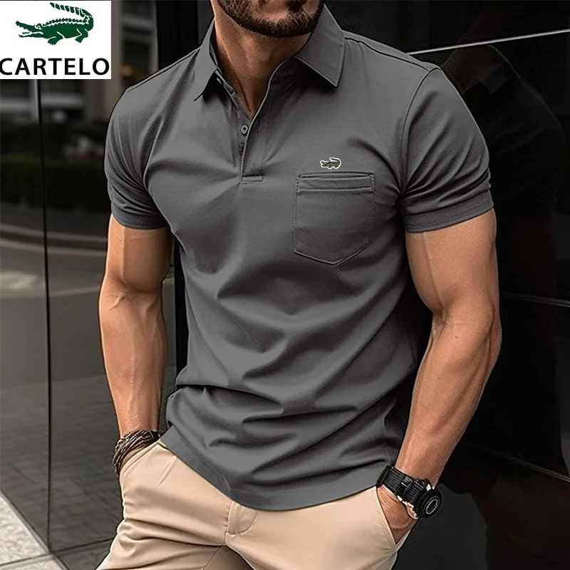 Top Trends: CARTELOSummer Short Sleeve Polo Shirt Men Turn-over Collar Fashion Casual Slim Breathable Solid Color Business Men's Polo Shirt Shoppable Styles