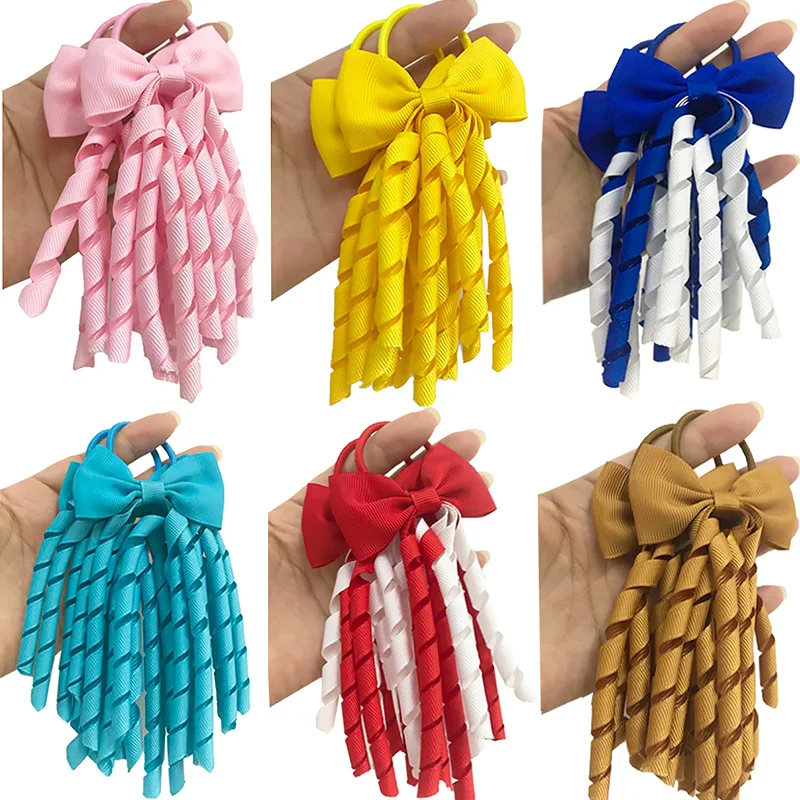 Top Trends: 1PC New Girl Tassel Ponytail Holders Curly Ribbons Streamers Hair Ring Cute Bows Elastic Children Rubber Band Hair Accessories Shoppable Styles