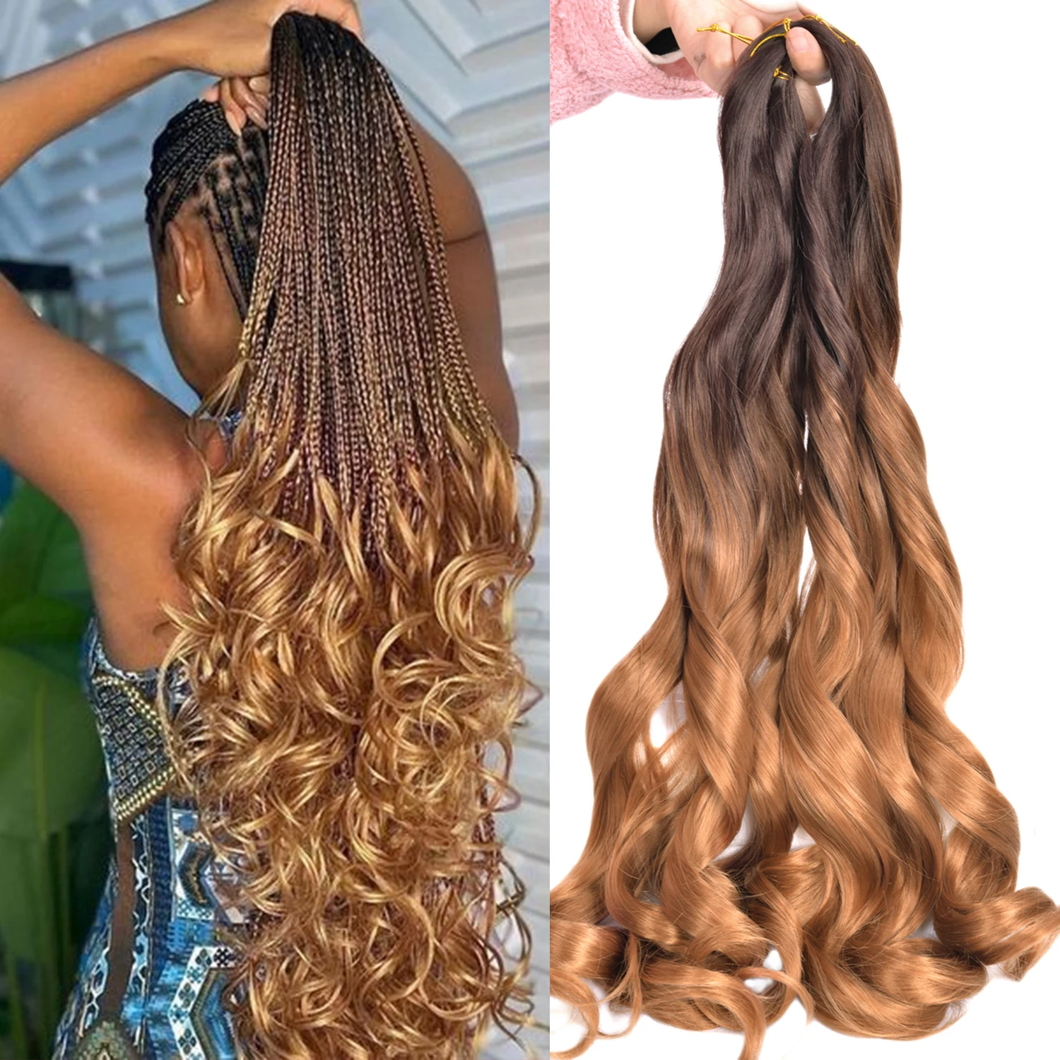 Top Trends: Loose Wave Spiral Curl Braids Synthetic Hair French Curls Braiding Hair Extensions High Temperature Ombre Pre Stretched Hair Shoppable Styles