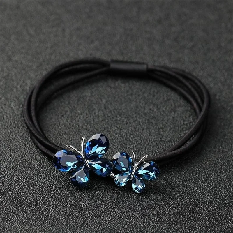 Top Trends: 2023 Blue Rhinestone Flower Scrunchies Women Girls Elastic Hair Rubber Bands Accessories Tie Hair Ring Rope Headdress Headwear Shoppable Styles - Image 3