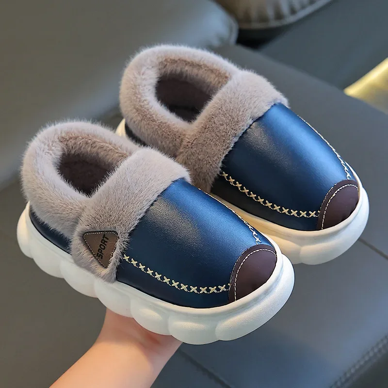 Top Trends: Women's Cotton Slippers Home Shoes Warm Female Winter Waterproof Indoor Leather Slippers Little Girls Soft Sole Woman Slides Shoppable Styles