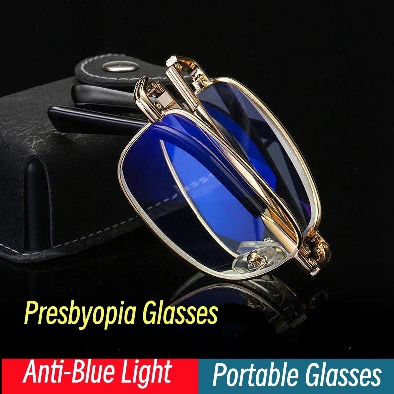 Top Trends: High Definition Anti Blue Presbyopic Eyeglasses For Men Folding Portable Reading Glasses Classic Transparent Far Sight Eyewear Shoppable Styles