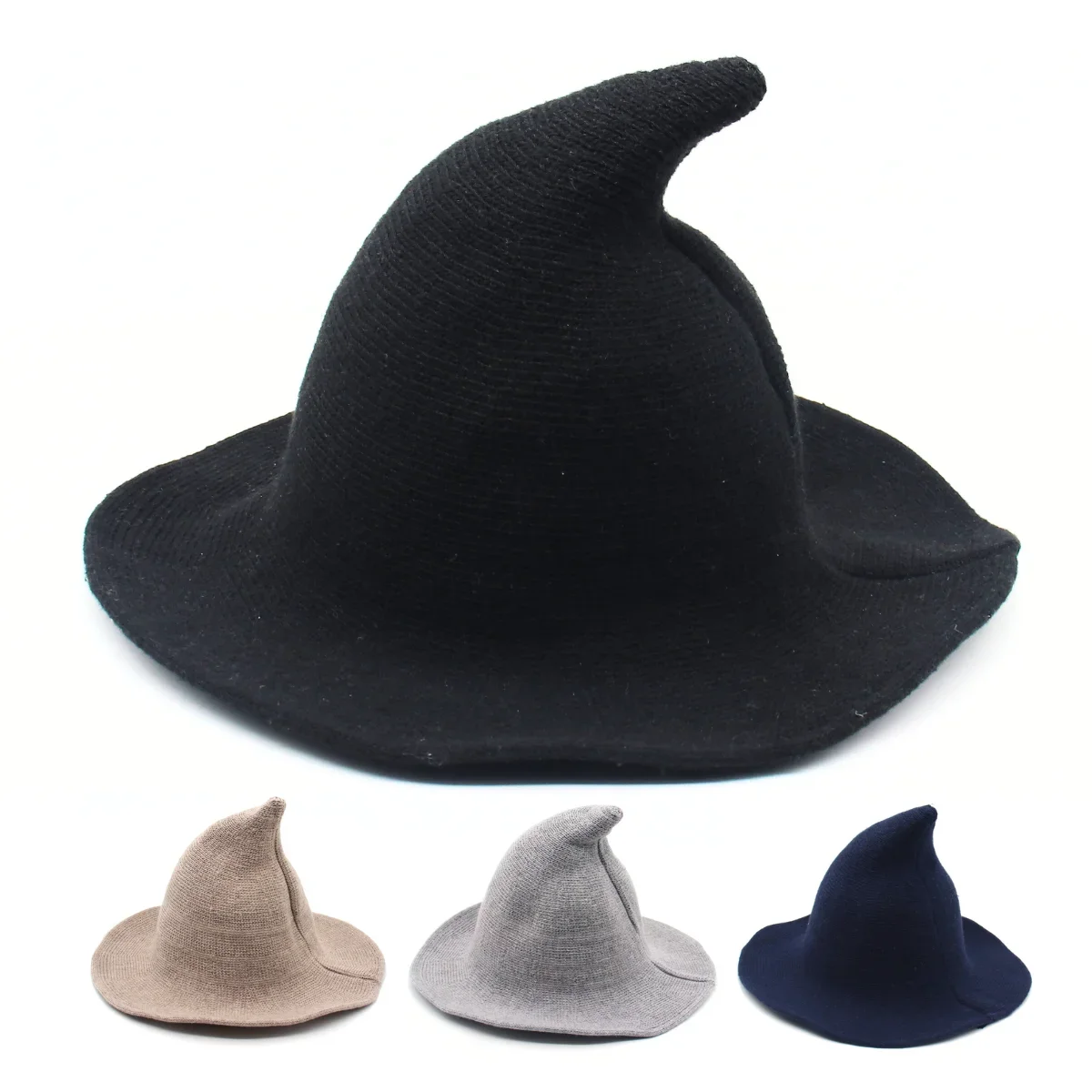 Top Trends: Modern Halloween Festival Witch Hat High Quality Woolen Magical Party Long Point Hats For Women Cosplay Decoration Club Lady Hat Shoppable Styles