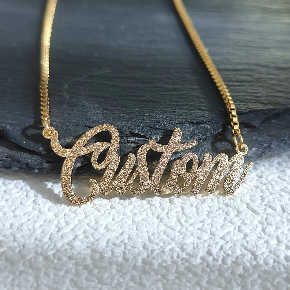 Top Trends: Personalized Custom Frosted Name Necklace For Women Charm Stainless Steel Customized Nameplate Pendant Necklace Fine Jewelry Shoppable Styles