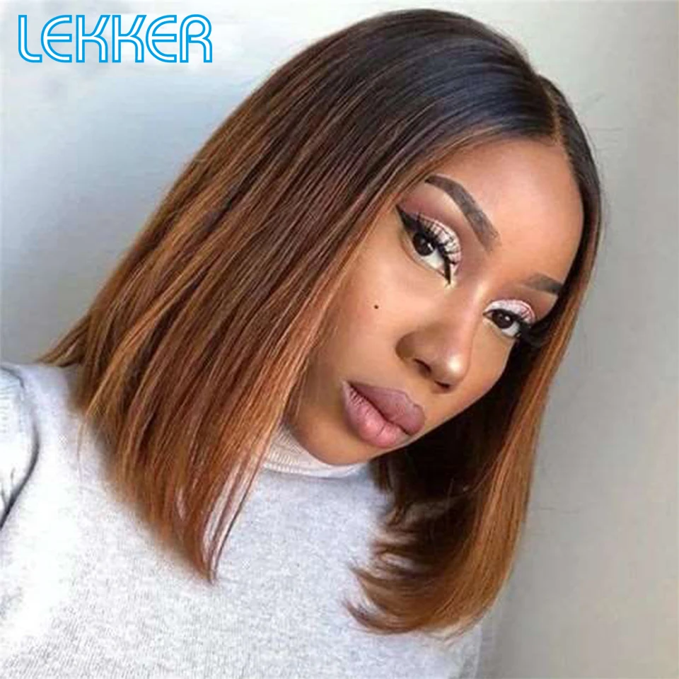 Top Trends: Lekker Wear To Go Ombre Brown Straight 13x6x1 Part Lace Front Human Hair Wig For Women Colored Brazilian Remy Hair Glueless Wig Shoppable Styles