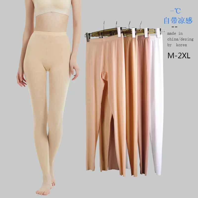 Top Trends: Sexy Women Ice Silk Transparent Ultra-thin Leggings Long Johns Lounge Plus Size Tight Pants Underwear Shoppable Styles