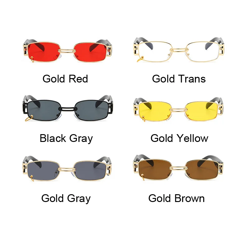 Top Trends: 2024 Punk Square Sunglasses Woman Fashion Small Frame Sun Glasses Female Metal Retro Designer Vintage Rectangle Gafas De Sol Shoppable Styles - Image 6