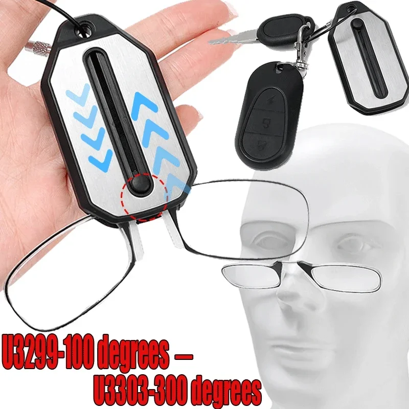 Top Trends: Nose Clip-on Reading Glasses Folding Legless Ultralight Keychain Glasses Men Women Mini Portable Presbyopic Glasses + 1.0 To + 3.0 Shoppable Styles