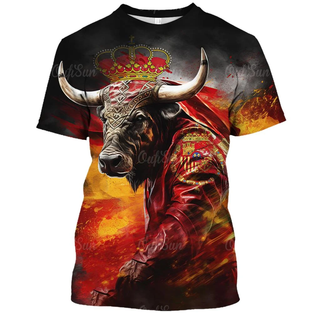 Top Trends: Animal Cow Men'S T-Shirt 3d Spanish Flag Print Street Fashion Men'S Clothing Summer Casual Short Sleeve Loose Oversized T-Shirts Shoppable Styles