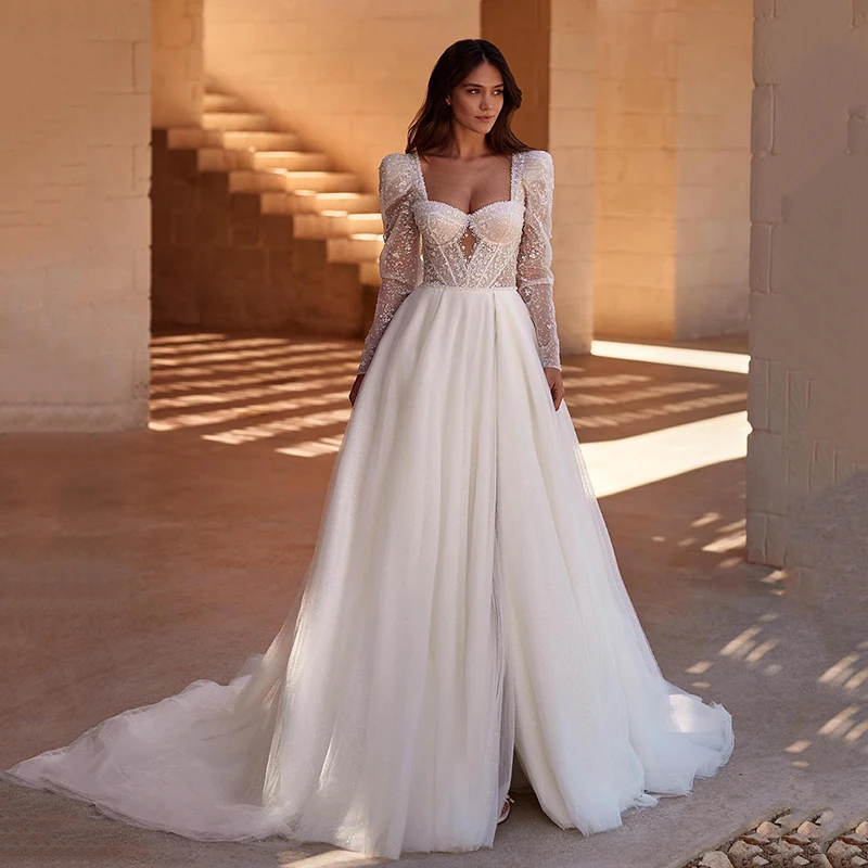 Top Trends: BOHO Simple Wedding Dresses For Women 2024 Sweetheart Backless Sexy Bridal Gowns Tulle Long Sleeve Robe A-Line Vestidos De Novia Shoppable Styles