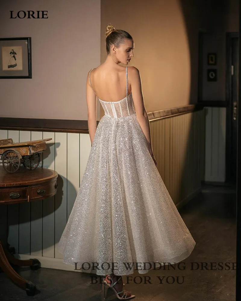 Top Trends: LORIE Shiny Sweetheart Princess Wedding Dresses Glitter Tulle Sexy Spaghetti Straps Ankle Length Boho Bride Dresses Shoppable Styles - Image 2