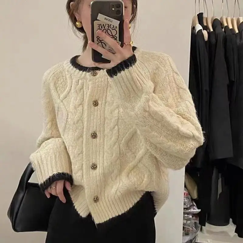 Top Trends: Deeptown Korean Style Pink Sweater Women Autumn Long Sleeve Knit Cardigan Old Money Vintage Loose Knitwear Female Aesthetic Shoppable Styles