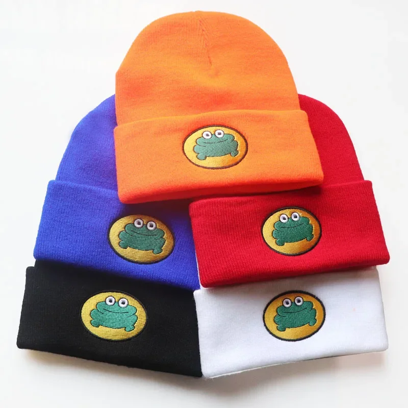 Top Trends: Cute Cartoon TV Parappa The Rapper Frog Knitted Beanie Hats Boys Girls Casual Froggie Embroidery Knit Warm Bonnet Caps Gift Shoppable Styles