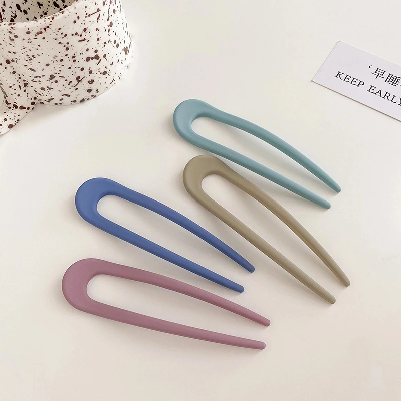 Top Trends: Fashion Candy Color Hair Sticks For Women Shell Hair Clip Pins Minimalist U Shape Girls Hairpins Hair Bun Maker Headwear Shoppable Styles - Image 4