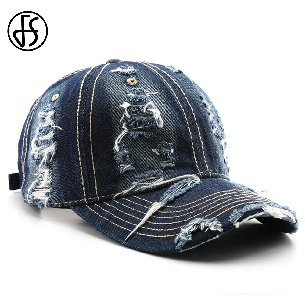 Top Trends: FS Streetwear American Denim Cap For Men Retro Washed Hip Hop Baseball Caps Brand Worn Hole Women Designer Hat Casquette Homme Shoppable Styles