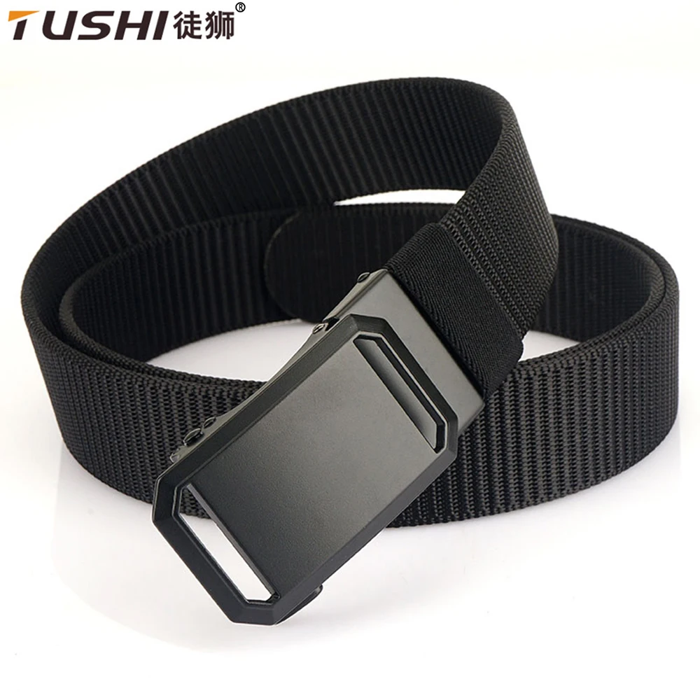 Top Trends: TUSHI Fashion Business Style Men's Belt Sturdy Automatic Metal Buckle Thick Nylon Designer Belt Outdoor Comfortable Width Belts Shoppable Styles