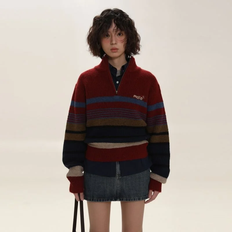 Top Trends: Deeptown Y2k Vintage Striped Sweater Women 2000s Aesthetic Knitted Jumper Turtleneck Streetwear Korean Fashion Pullover Autumn Shoppable Styles