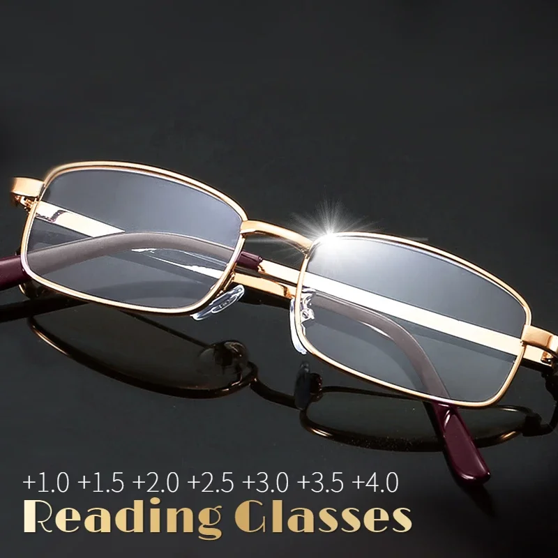 Top Trends: Metal Frame Reading Glasses Men Women Gold Silver Presbyopia Magnifying Fashion Square Full-frame + 1.0 1.5 2.0 2.5 3.0 3.5 4.0 Shoppable Styles