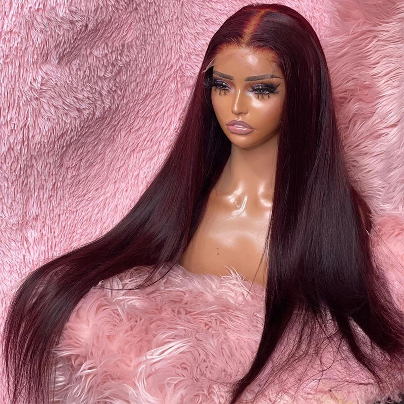 Top Trends: Soft 26 Inch Long Silky Straight Preplucked 180% Density Burgundy Lace Front Wig For Black Women Babyhair Glueless Daily Shoppable Styles