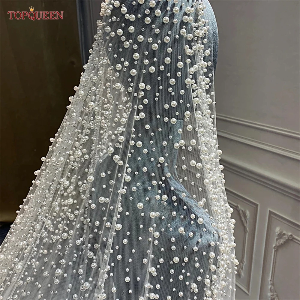 Top Trends: TOPQUEEN V139 Luxurious Wedding Veil With Pearls 5 Meter Long Bridal Veils Delicate Beaded Cathedral Length Veil For The Bride Shoppable Styles