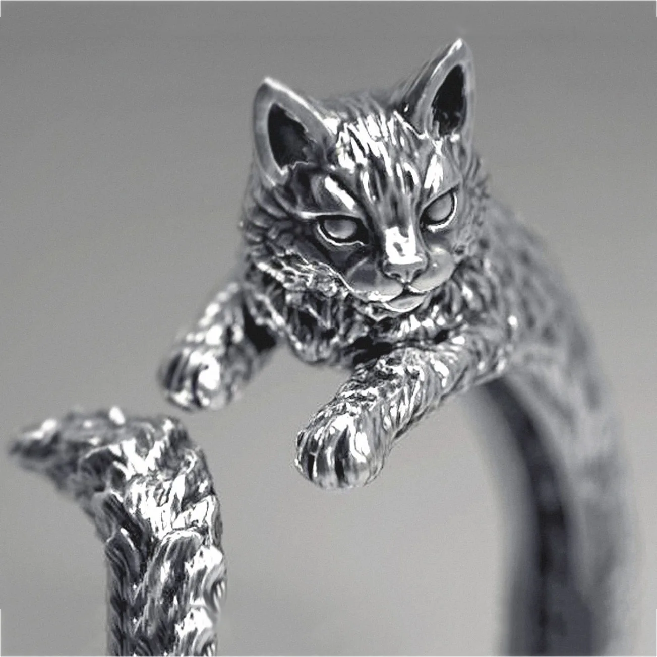 Top Trends: Fashion Silver Color Cat Adjustable Rings For Women Girl's Cute Animal Ring Charm Jewelry Accessories Gifts Shoppable Styles