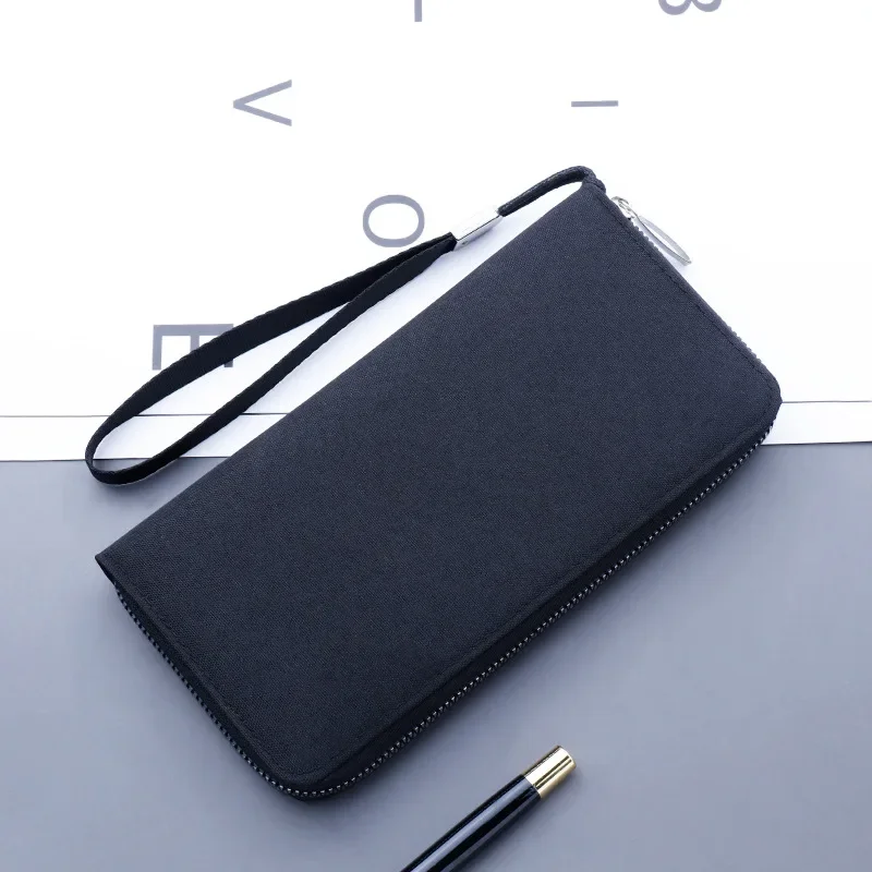 Top Trends: Canvas Wallet Men Black / gray Long Purse Male Cellphone Bag Zipper Business Card Holder Wallet Case Money Card Bag 17 Position Shoppable Styles