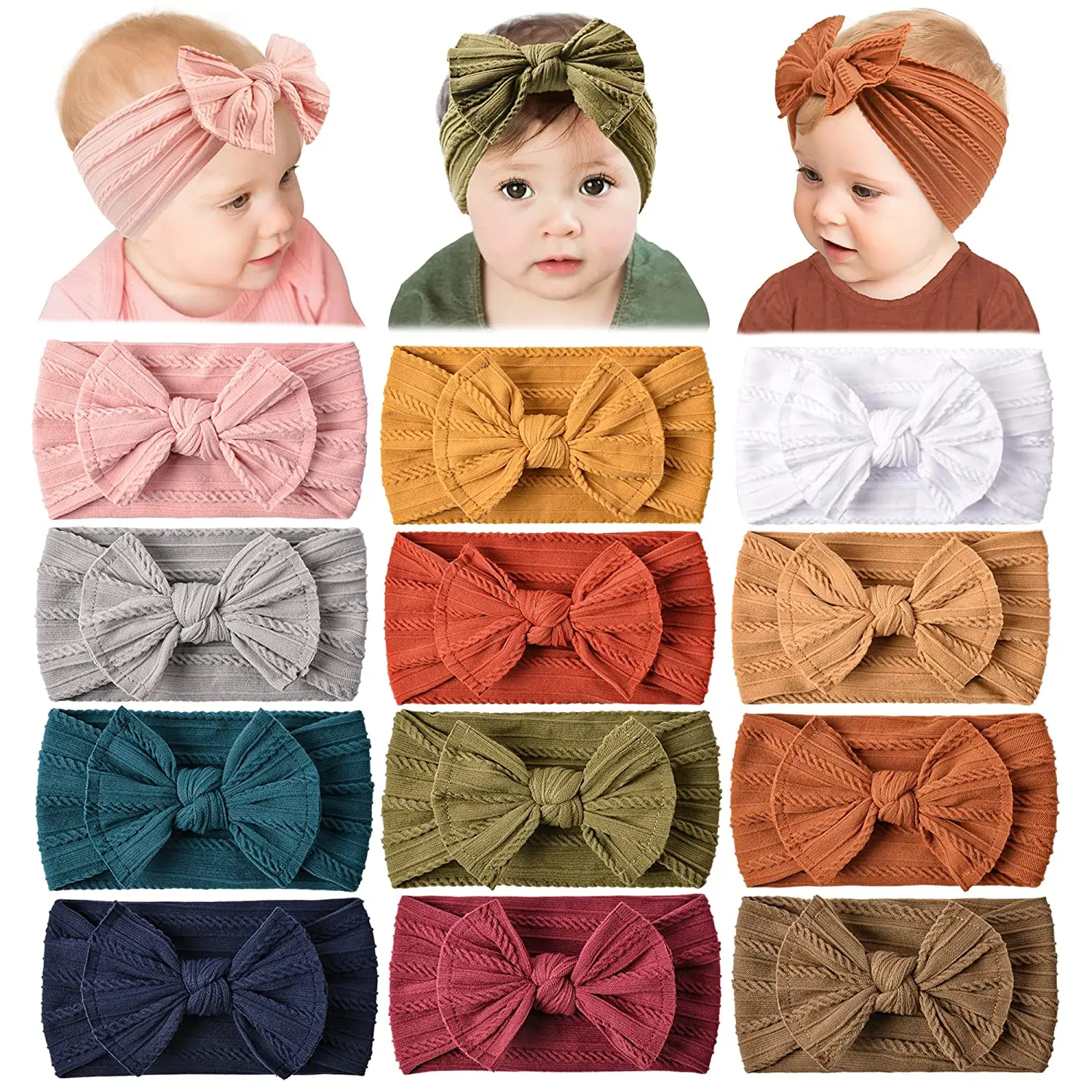 Top Trends: 1Pcs Newborn Baby Hair Accessories Headband For Girls Elastic Knit Children Turban Baby Bows Soft Nylon Kids Headwear Shoppable Styles