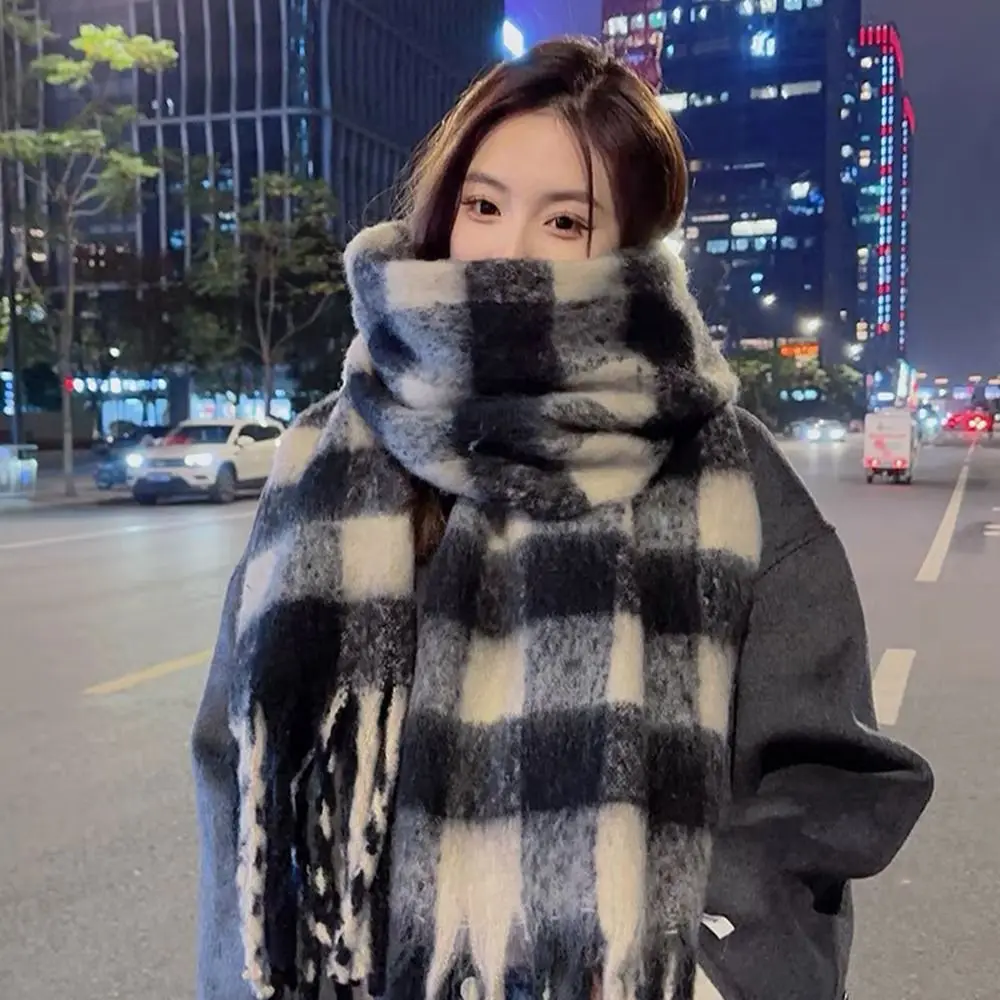 Top Trends: Korean Luxury Winter Warm Cashmere Plaid Scarf Women Men Long Scarves Lady Tassel Shawl Student Neck Wraps Shoppable Styles