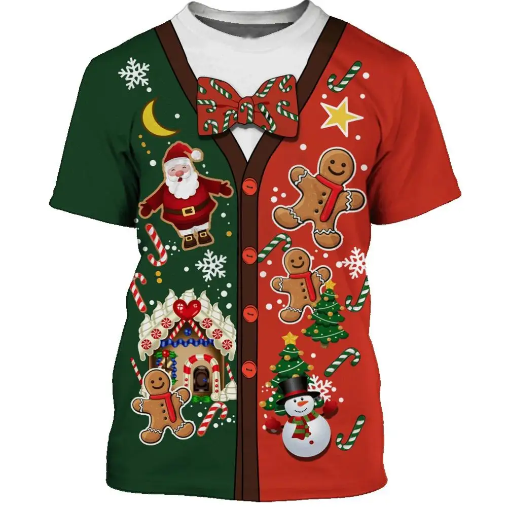 Top Trends: New Christmas Men's And Women's 3D Printing Parent-child Party Party Fashion Loose Round Neck Clothing Top Short Sleeve T-shirt。 Shoppable Styles