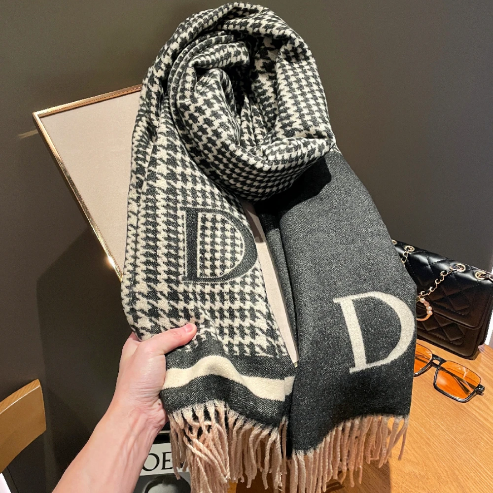 Top Trends: Luxury Brand Winter Women Scarf Warm Cashmere Shawl Wraps Letter Print Blanket Scarves Pashmina Bufandas Female Foulard 2023 New Shoppable Styles - Image 2