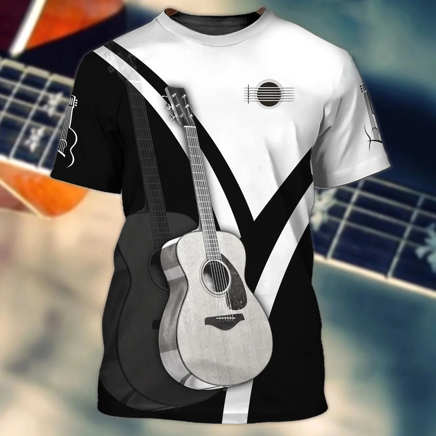 Top Trends: New Summer Tide Fashion GUITAR Picture Men T-Shirts Casual 3D Print Tees Hip Hop Personality Round Neck Short Sleeve Tops Shoppable Styles