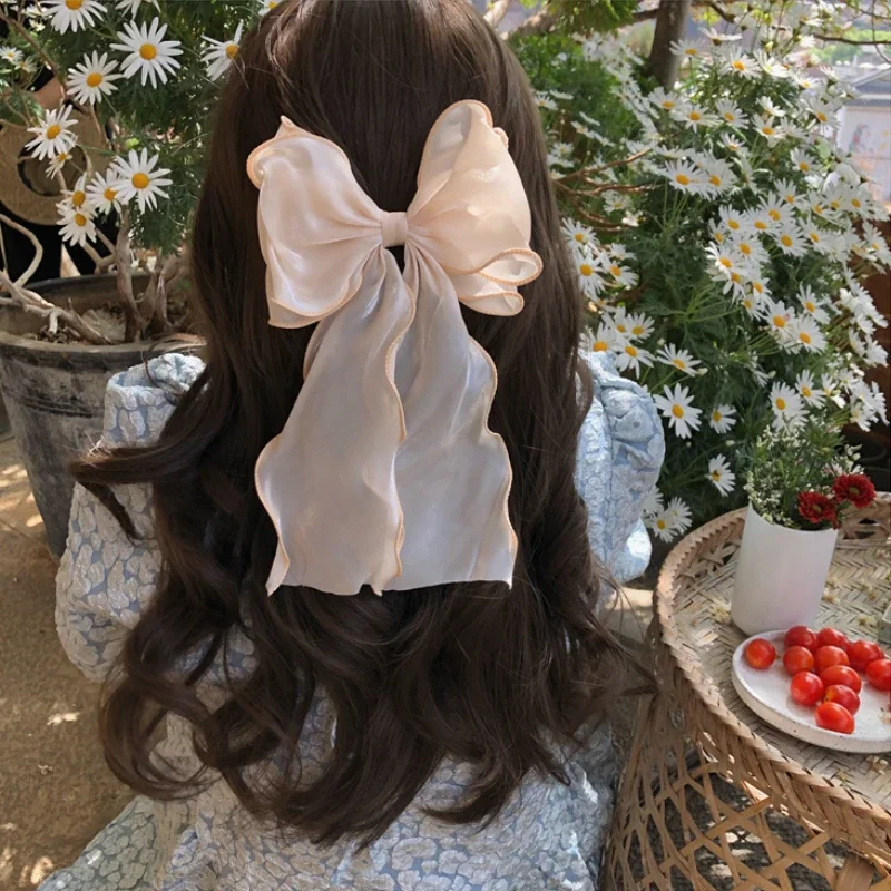 Top Trends: Korean Spring New Metal Chiffon Big Bow Spring Clip Holiday Party Elegant Hair Clip Women's Creative Fashion Hair Accessories Shoppable Styles - Image 5