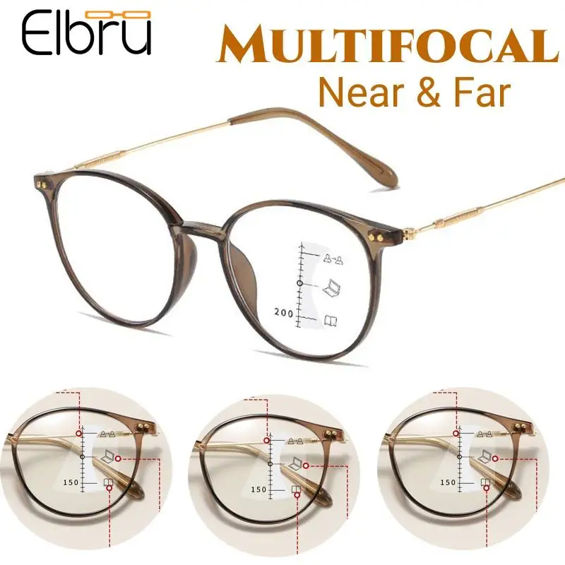 Top Trends: Elbru Anti Blue Light Reading Glasses Progressive Multifocus Reading Glasses Women Men Ultralight Presbyopia Multi-focus Eyewear Shoppable Styles