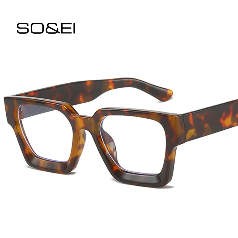 Top Trends: SO&amp;EI Fashion Square Glasses Frame Women Clear Anti Blue Light Eyewear Vintage Men Optical Blue Green Frame Shoppable Styles