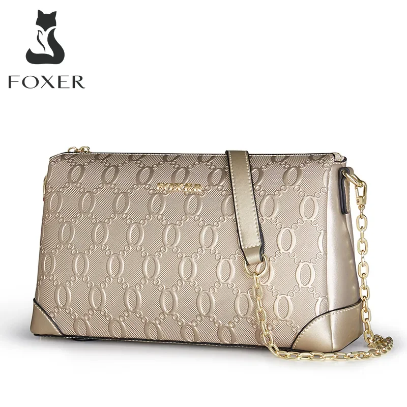 Top Trends: FOXER Fashion Female 2 Straps Pillow Shoulder Bag For Women's Split Leather Square Messenger Bag Luxury Lady Chain Crossbody Bag Shoppable Styles