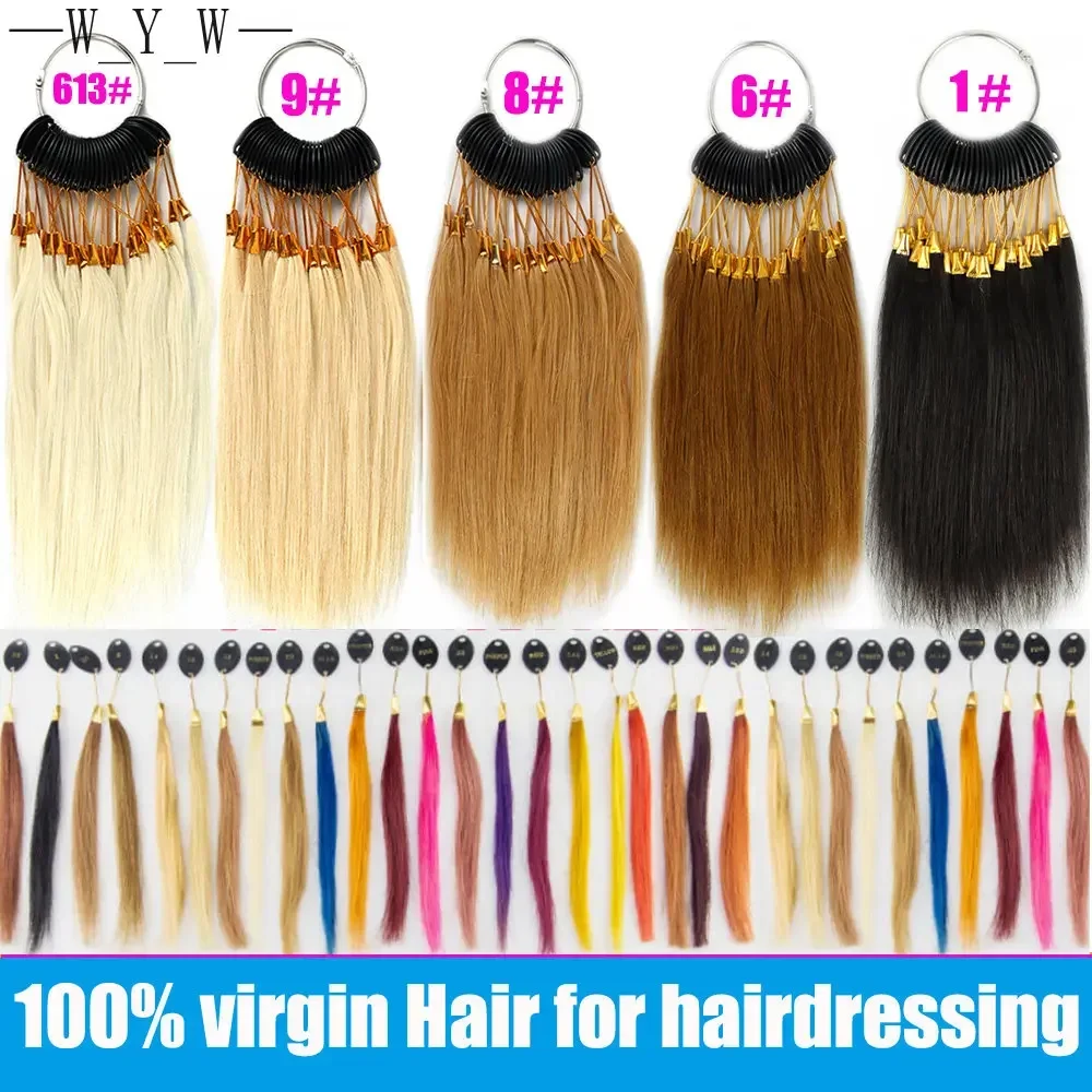 Top Trends: 100% Human Hair Swatches 30Pcs / Set Virgin Hair Color Swatch Ring Hair Extension Samples Testing Color For Salon Hairdressing Shoppable Styles