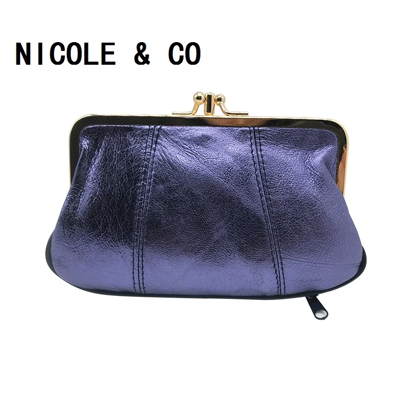 Top Trends: NICOLE &amp; CO Genuine Leather Coin Purse Sheepskin Change Purse Metal Hasp Closure Card Holder Wallet Zipper Small Bag Women Shoppable Styles